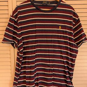 POLO RALPH LAUREN Striped Navy and Burgundy Casual Tee Men's Size XL